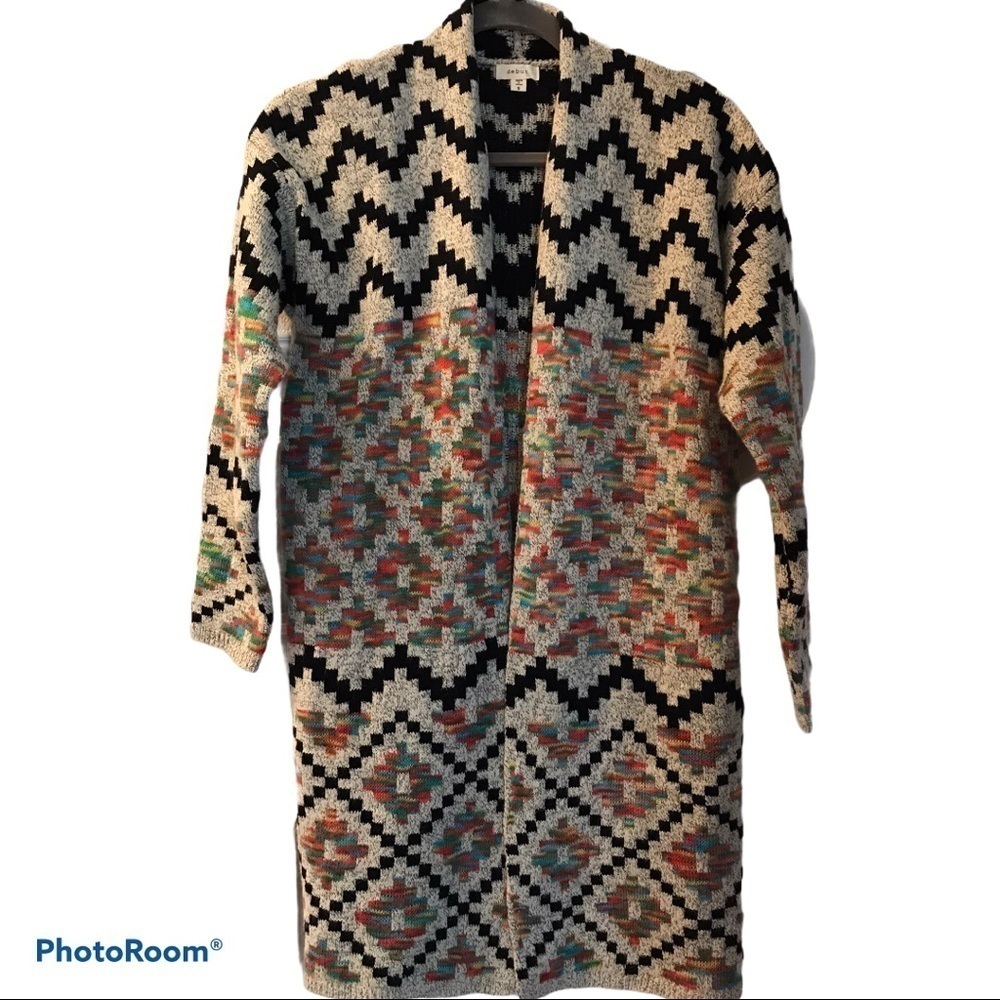 Cardigan Open Front Debut Geometric Pattern Woman… - image 1